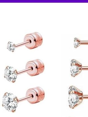 Rose Gold Cubic Zirconia Stud Earrings